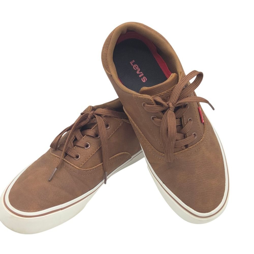 Levis Shoes Mens Casual Sneakers Comfort Flats Brown Low Top Faux Leather Size 8